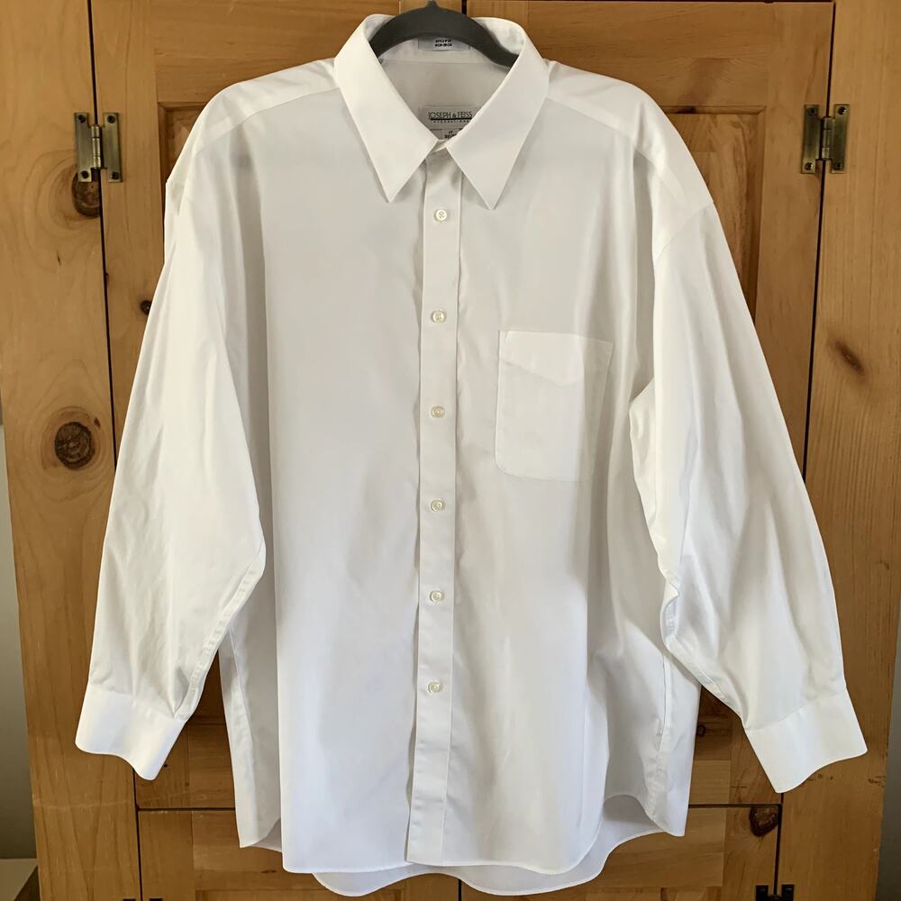 Joseph & Feiss White Men's Dress Shirt Long Sleeve Non Iron 80s 2 Ply 17 32/33